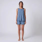 Women's Denim Vest and Shorts Set | macro material texture detail
