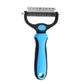 Pink double sided pet dematting and detangling comb with stainless blades and TPR handle