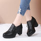 Womens Round Toe Platform Shoes with Side Zipper