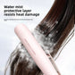 Maker lifestyle panel showing the pink cold mist straightener passing through long brown hair