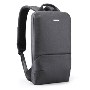 Ultra-thin dark gray business laptop backpack front view
