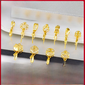 18K Gold Jewelry Clasp with Gemstone Inlay | side profile detail close up