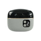 Gray electric nail clipper with glossy black top, gear display and two buttons on a plain white background