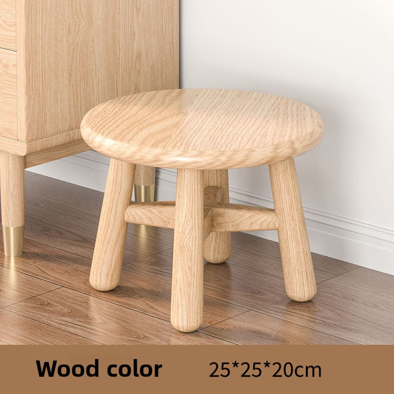 Solid wood stool seat surface showing the clear varnish seal and open grain