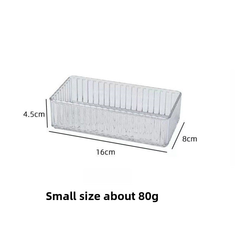 Small narrow clear acrylic drawer tray measured 16 by 8 by 4.5 cm