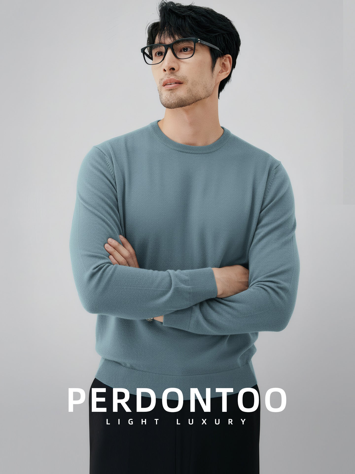 Mens Wool Blend Knit Sweater | close up material texture