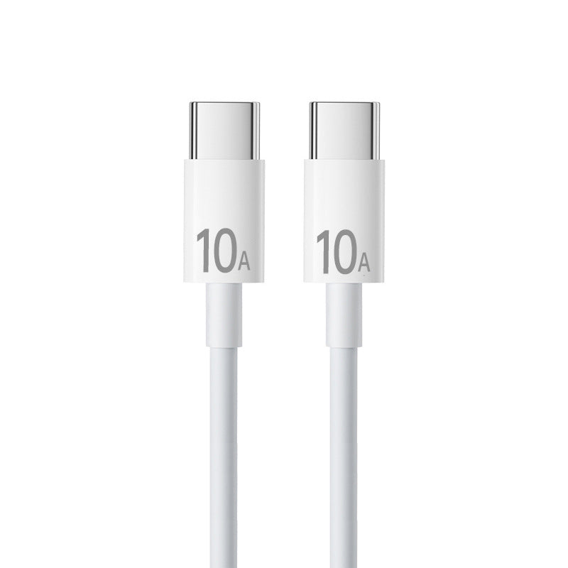 White straight USB-C to USB-C charging cable marked 10A on the plugs, the basic model without a display