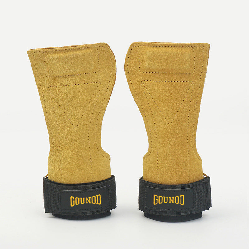 Cowhide weightlifting grips shown in several colours