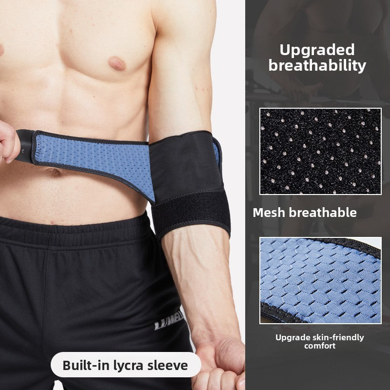 Dotted breathable mesh panel of the elbow wrap shown in close detail