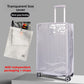Clear PVC suitcase cover with a bound edge and a cutout for the trolley handle