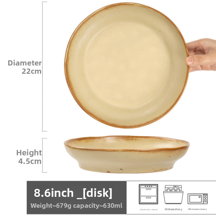 Stoneware plate brown and yellow glaze comparison