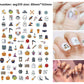 Vinyl Halloween nail stickers featuring bats, spiders and cobweb motifs