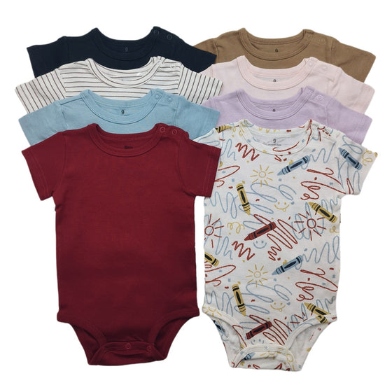 Baby Short Sleeve Cotton Bodysuit with Shoulder Snap Opening
