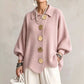 Light pink ribbed knit top with a collar and gold tone metal buttons, Pink option, size XL