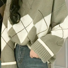 Womens Diamond Pattern Knitted Sweater