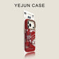 Hard polycarbonate iPhone case showing the printed mountain ski scene and black side frame