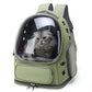 Pet carrier backpack in black Oxford fabric with a curved clear dome window