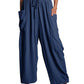 Elastic Waist Pleated Straight Leg Pants