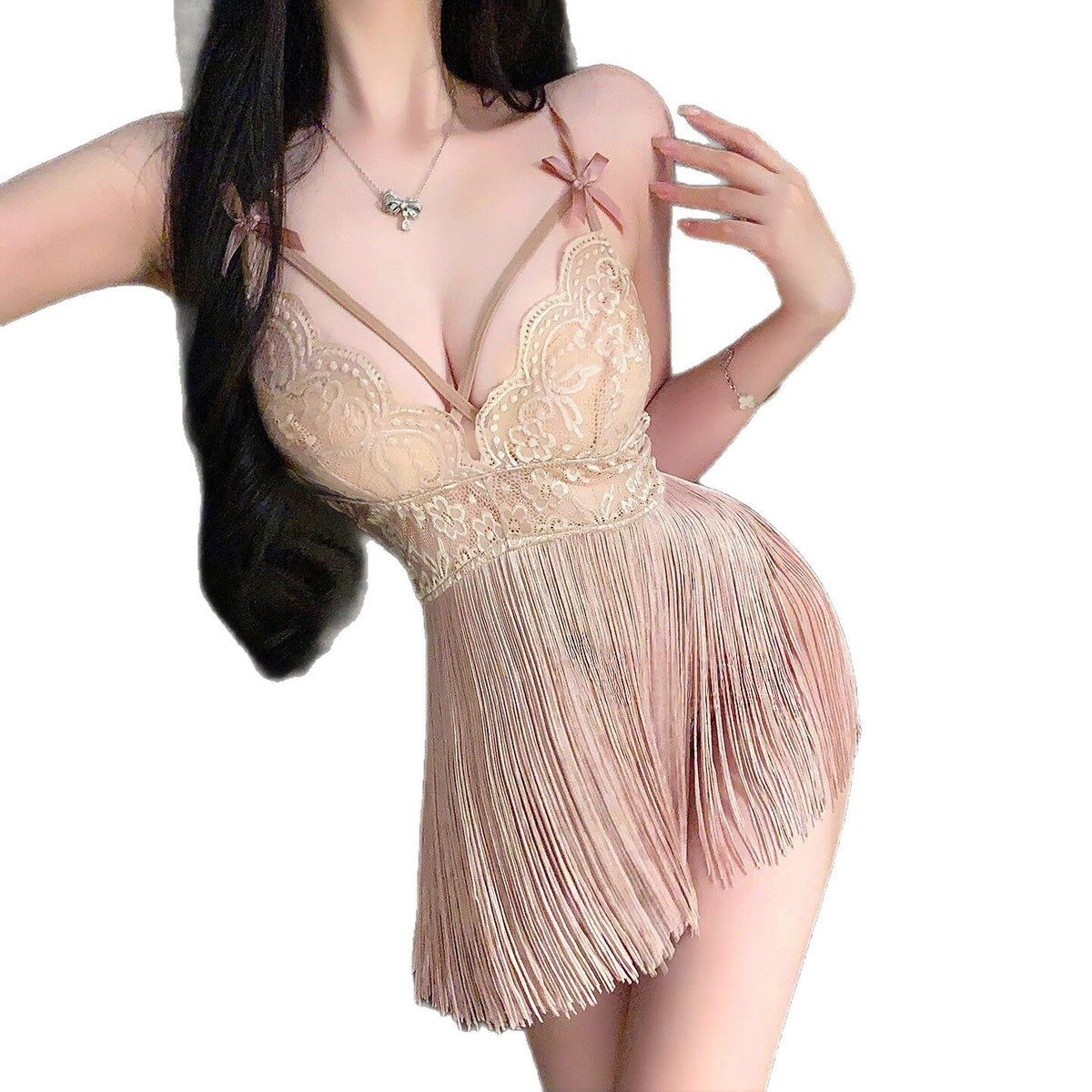 Tassel Lace Strap Nightdress for Women