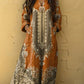 Womens Floral Print V-Neck Long Sleeve Dress