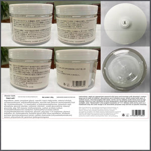 Body cream texture being massaged into skin for stretch mark care