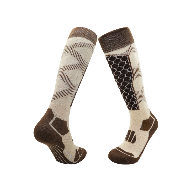 High tube sport ski socks with knit grip zones and a cushioned sole in a colourway pair