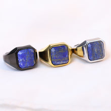 Retro Geometric Lapis Lazuli Signet Ring