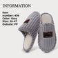 Gray ribbed plush slippers on a light information panel listing sizes 36-47, image of the 42-43 option