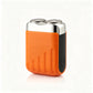 Orange mini rotary electric shaver with two chrome floating heads and a black side button, Orange option