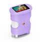 Purple handheld microscope with side focus wheel and clear stabilizing base