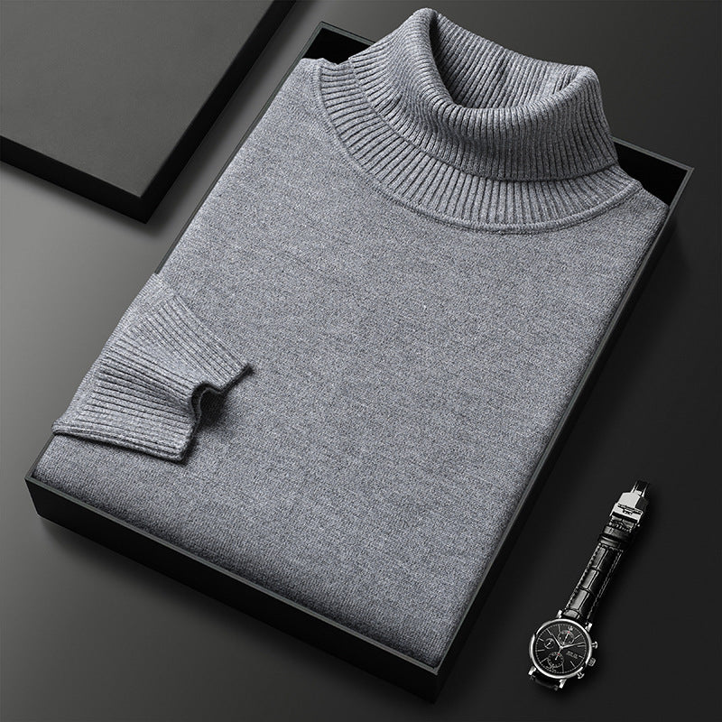 Men's slim-fit turtleneck sweater folded to show the fine knit