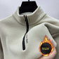 Cream waffle knit half zip sweater with stand collar and fleece lining, size XXXL option
