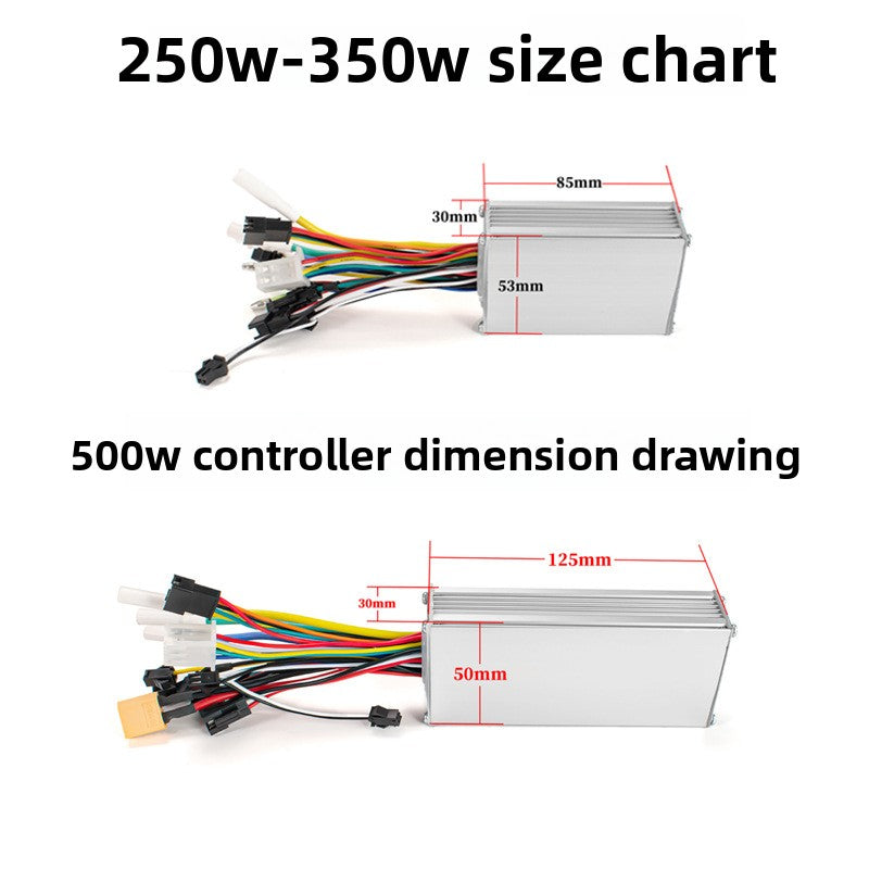 Maker dimension drawing of the brushless controller case with callouts of 125 by 50 by 30 mm