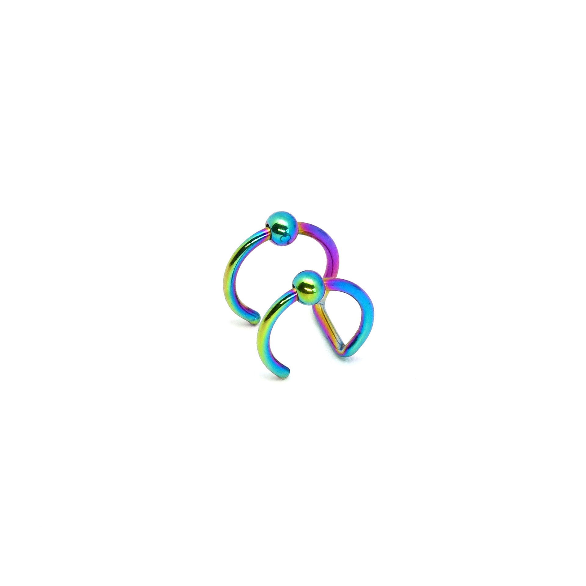 Steel ear cuff with small cross detail on the double line band