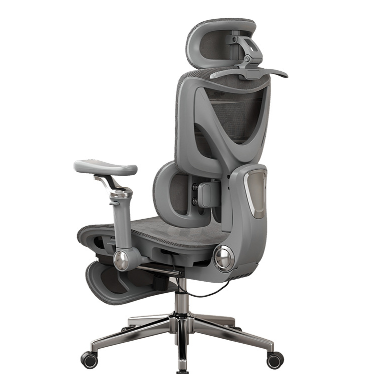 Lumbar mesh panel of the chair with the two heat and vibration points marked on the option