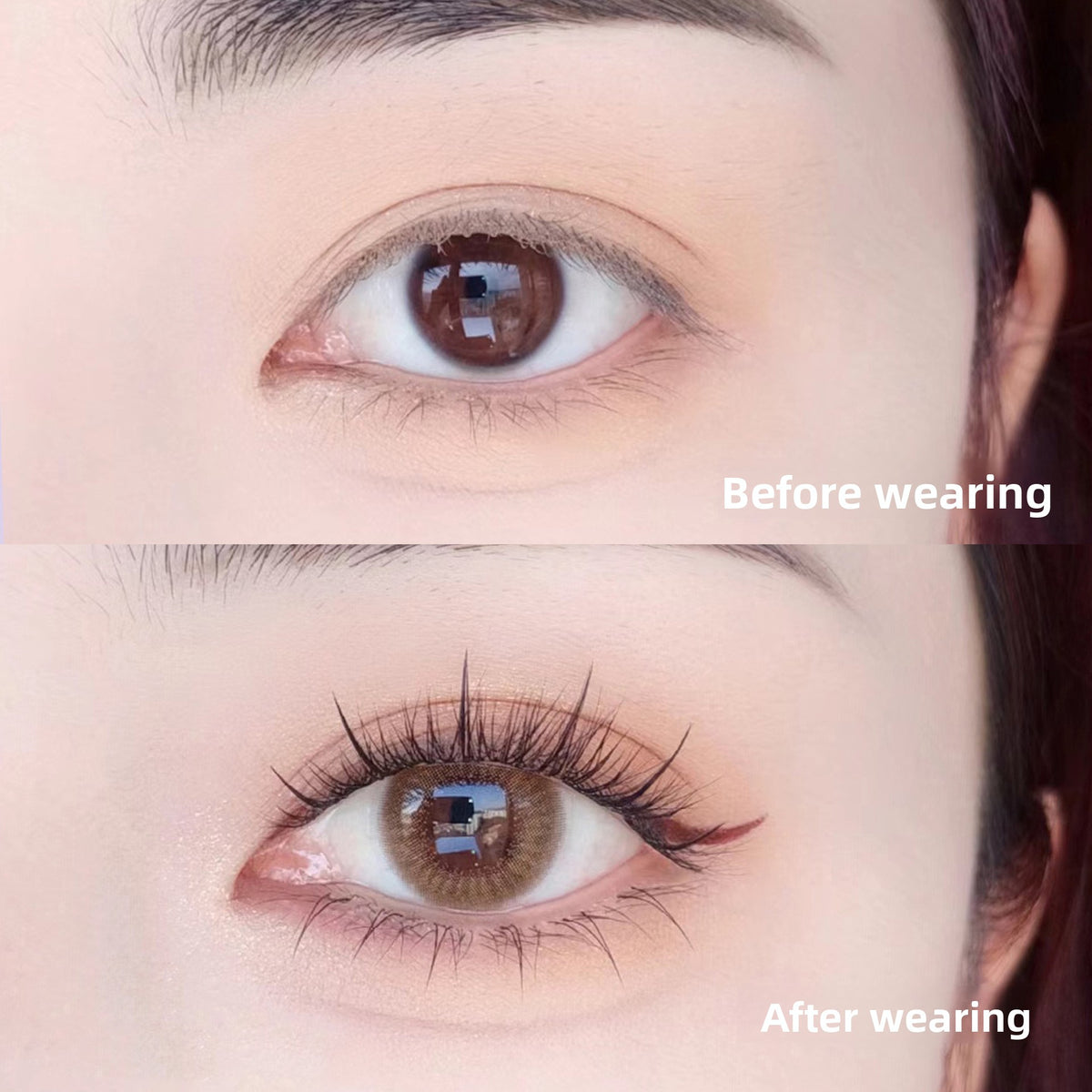 Sunflower style spiky wispy lower false eyelash segments shown close up