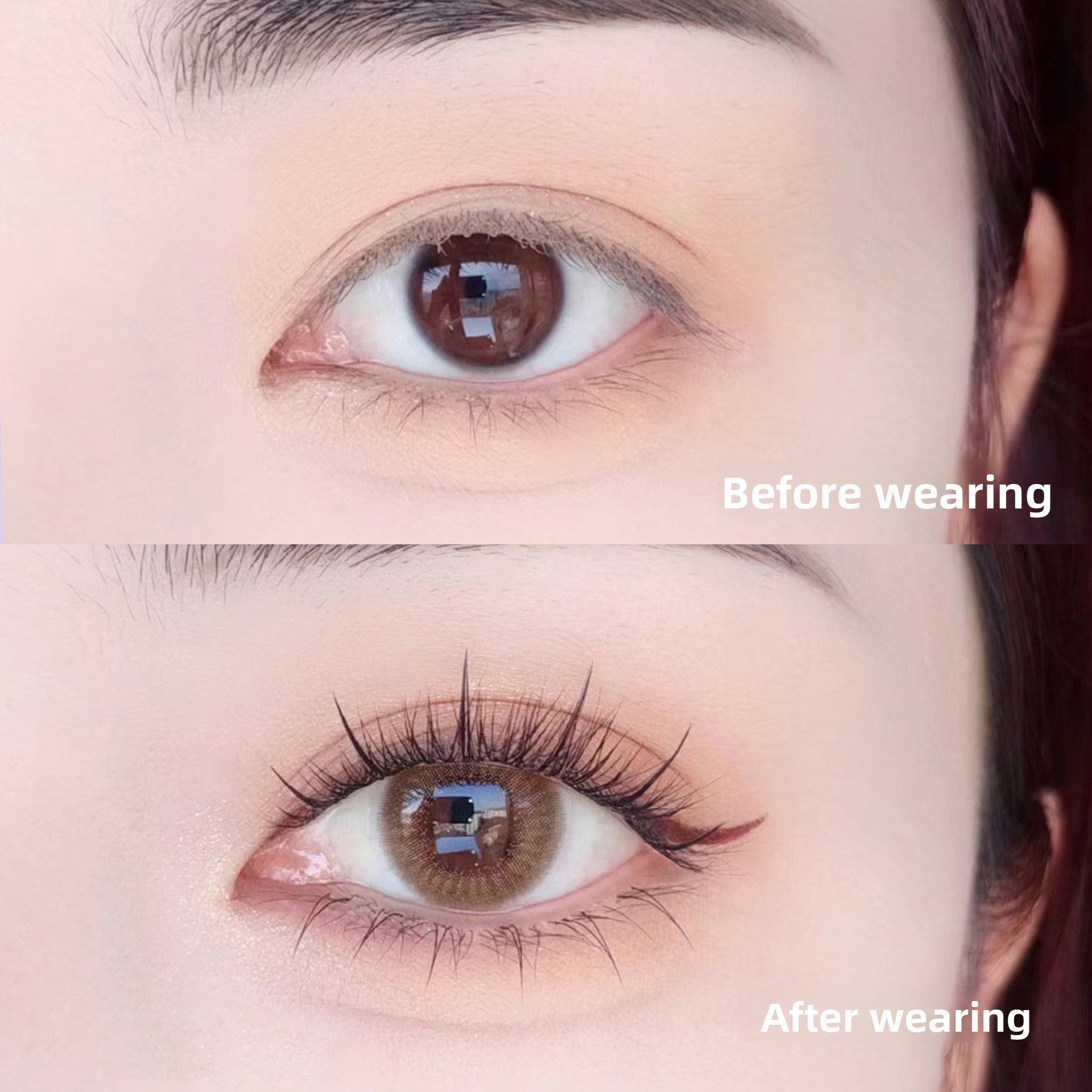 Sunflower style spiky wispy lower false eyelash segments shown close up