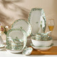 Green leaf porcelain deep plate holding the pattern to the edge
