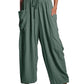 Elastic Waist Pleated Straight Leg Pants
