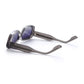 Transparent gray retro square sunglasses shown from the side with thick tapered acetate temples