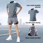 Men's quick-dry running set top and shorts front view