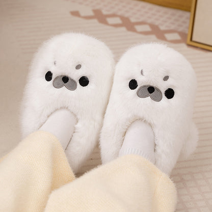 Cute Seal Plush Slippers Indoor Non-Slip Home Warm