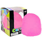 Pink candy dome squishy toy with a textured surface beside its printed 3+ box
