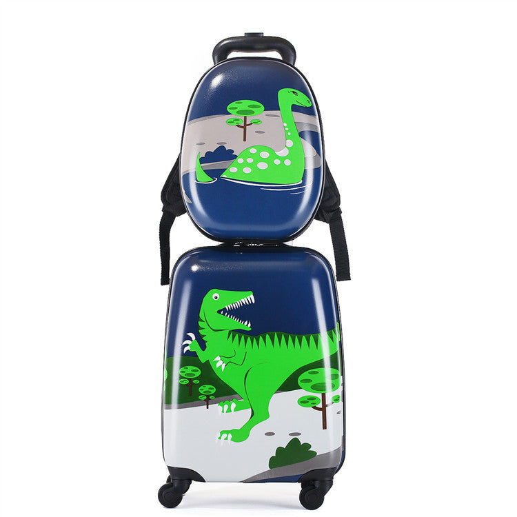 Vehicle themed kids trolley suitcase rolling on four spinner wheels