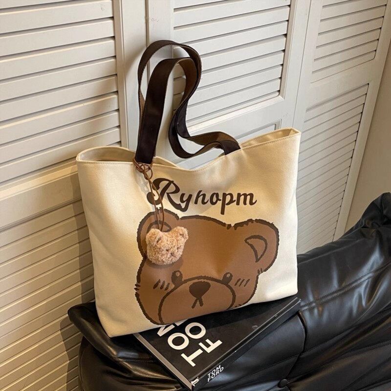 Casual Cartoon Bear Canvas | back view