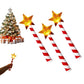 Light up star Christmas wand, red and white candy cane striped handle and warm glowing star top