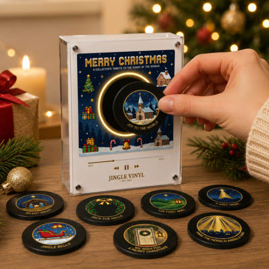 Light up NFC music player fridge magnet showing a glowing scene