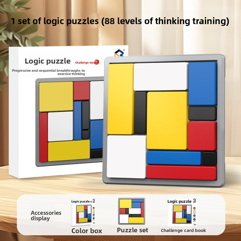 Set contents shown: colour box, block set and challenge card booklet