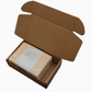 Open kraft mailer box with a wrapped paper pack shown for scale, not included, 18*11*5CM option
