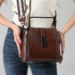 Genuine Leather Crossbody Bucket Bag Vintage Style Shoulder Purse